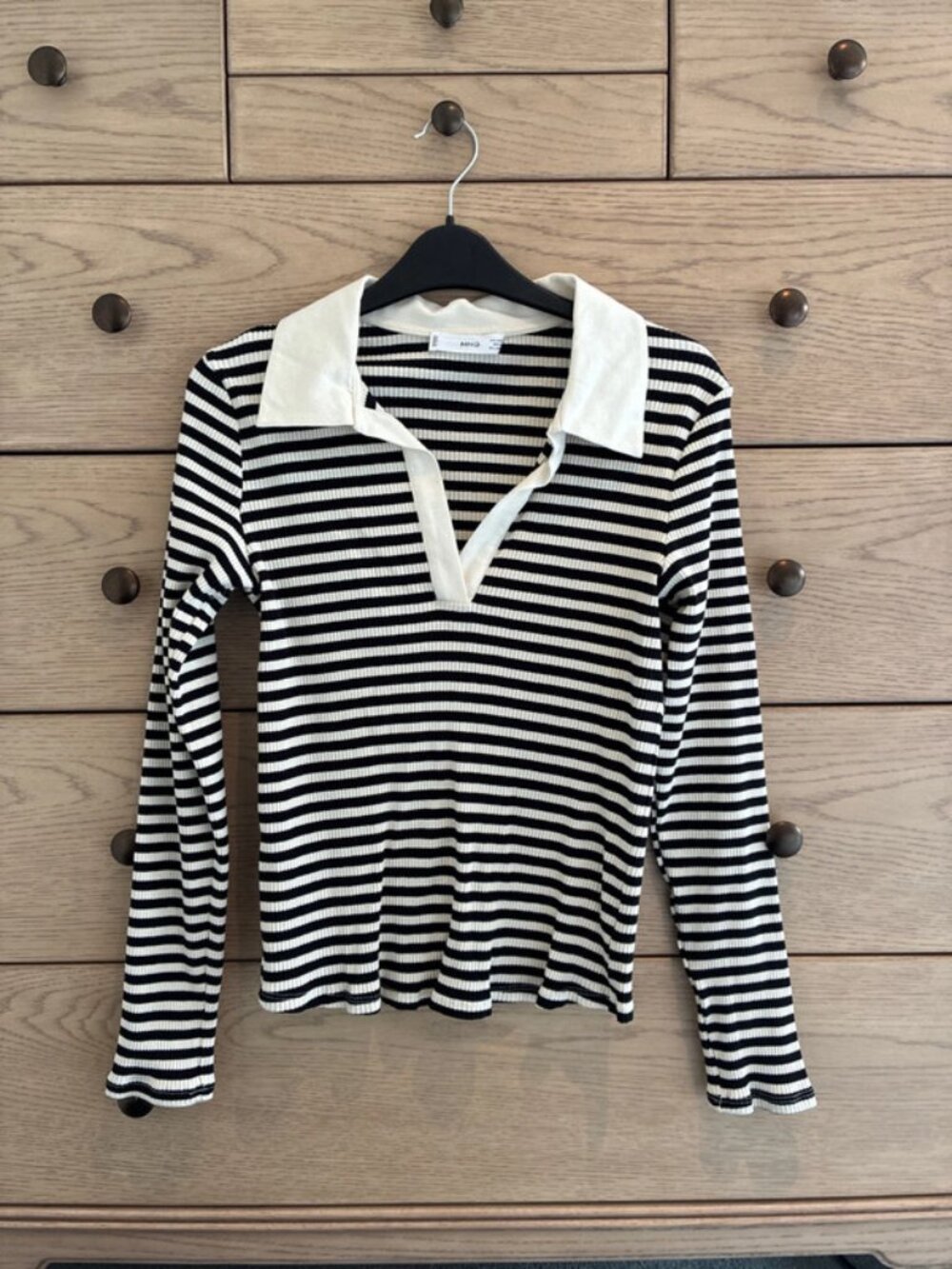 Mango size M black/cream striped top